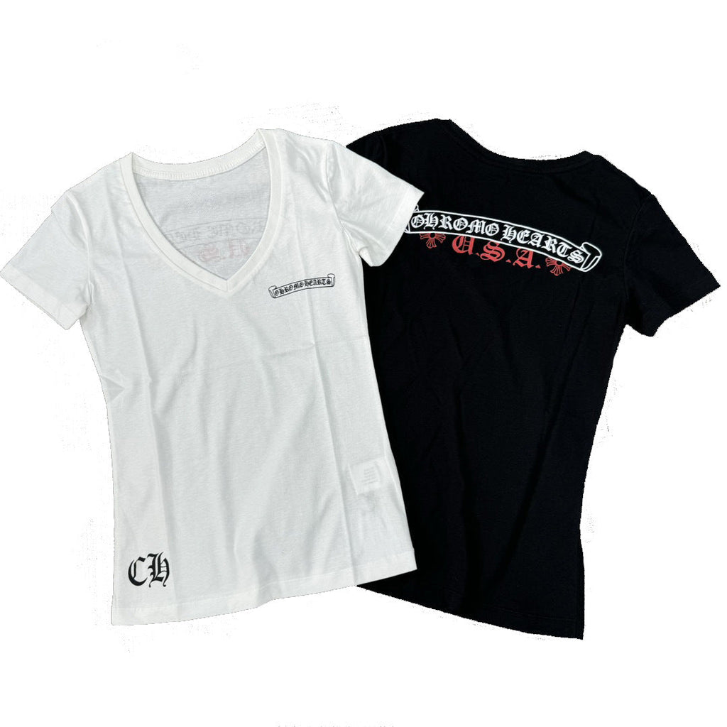 Chrome Hearts V-neck slim fit short-sleeved T-shirt