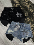 Chrome Hearts Cross Rivet Design Hip Hop Shorts
