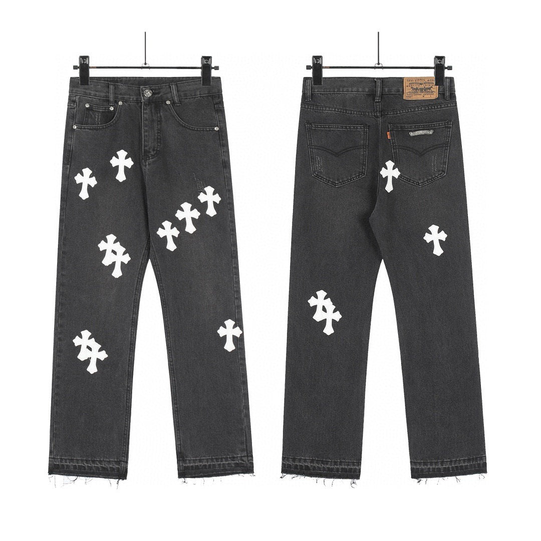 Chrome Hearts Cross Leather Jeans