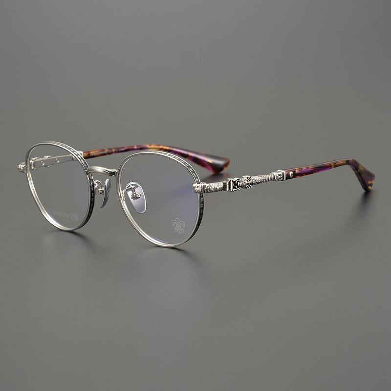 Chrome Hearts craftsmanship carved round frame glasses