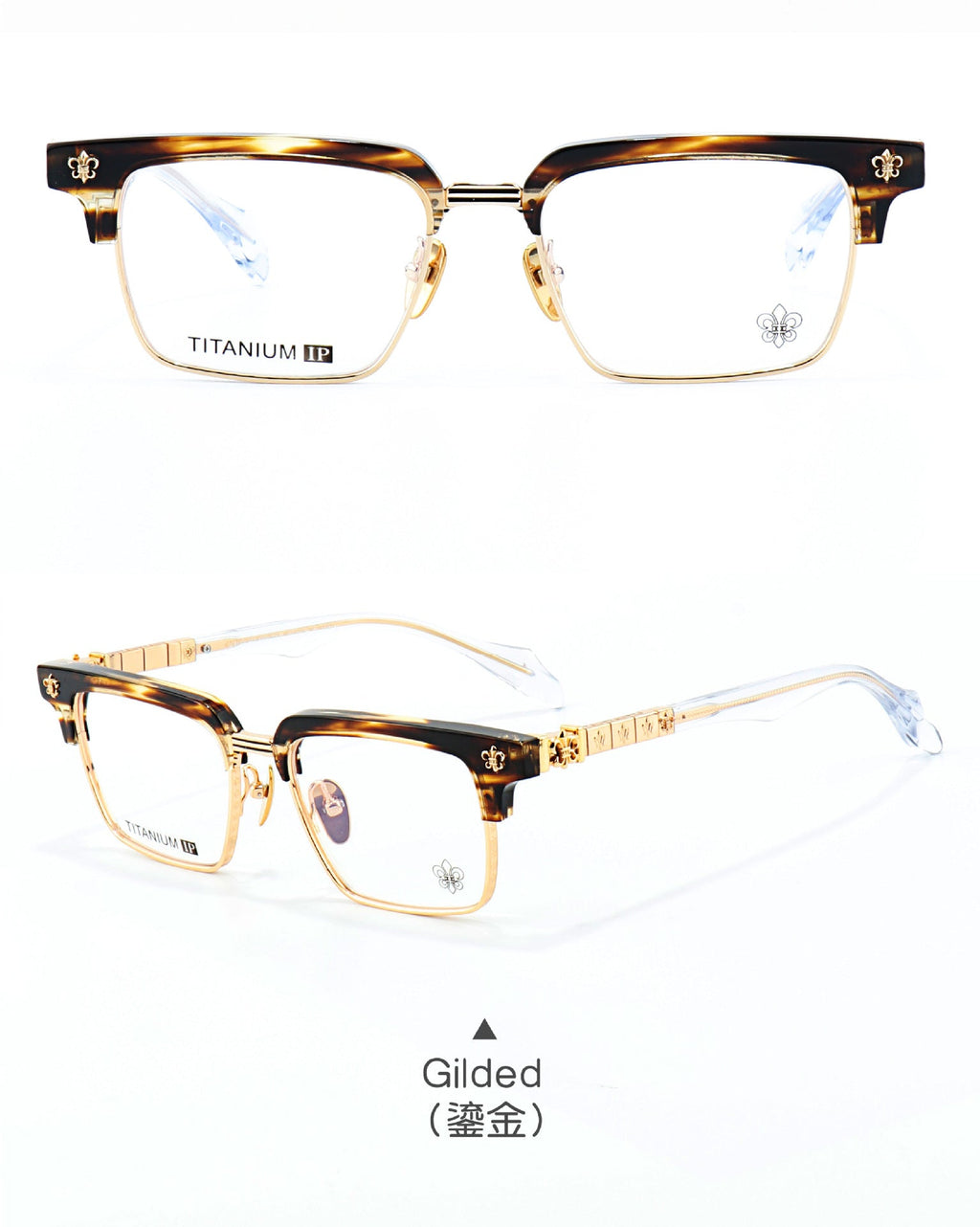 Chrome Hearts half-rimmed accordion temple glasses