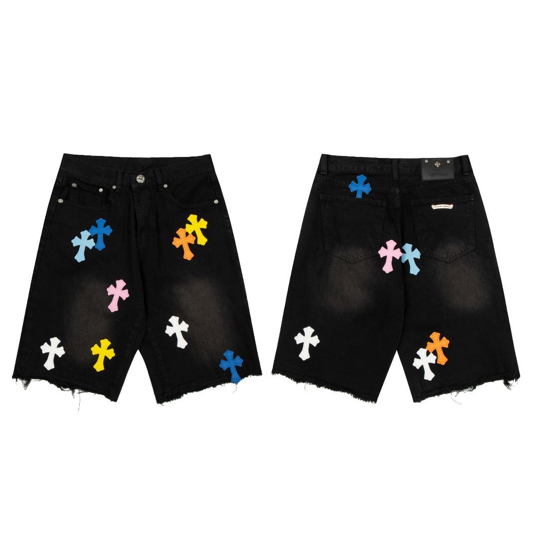 Chrome Hearts casual versatile distressed jeans