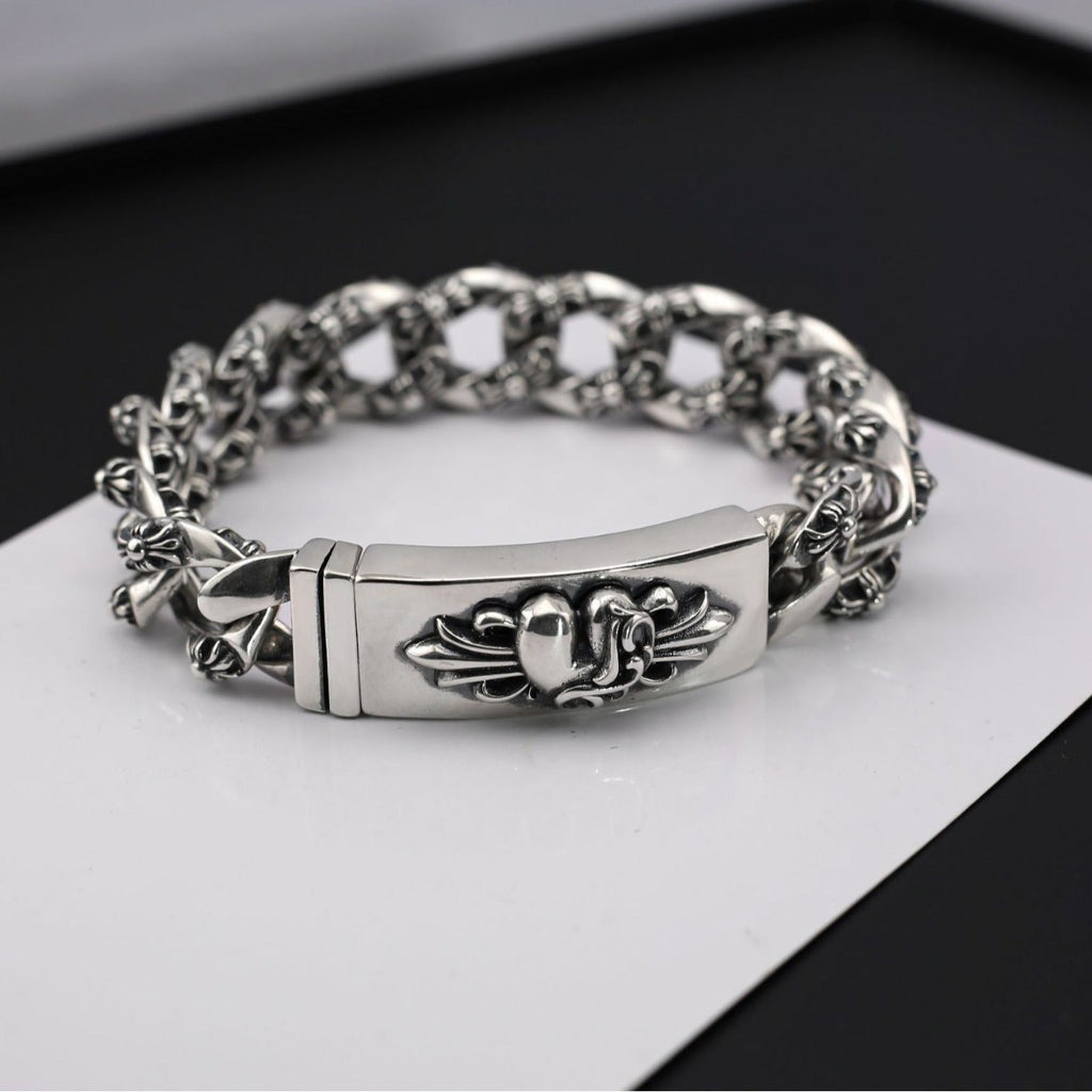 Chrome Hearts punk peach heart cross flower bracelet