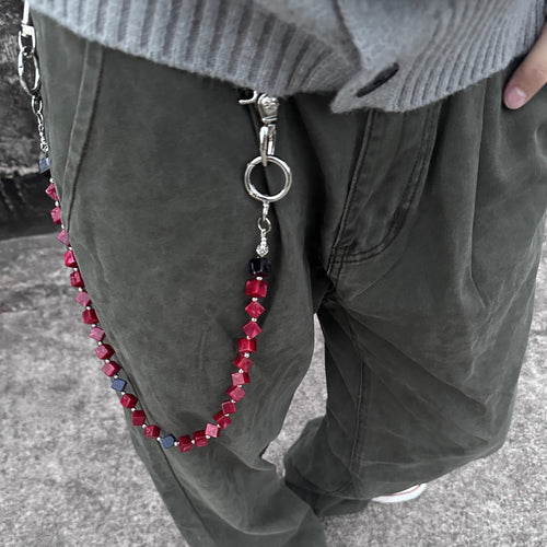 Chrome Hearts acrylic red beads pants chain