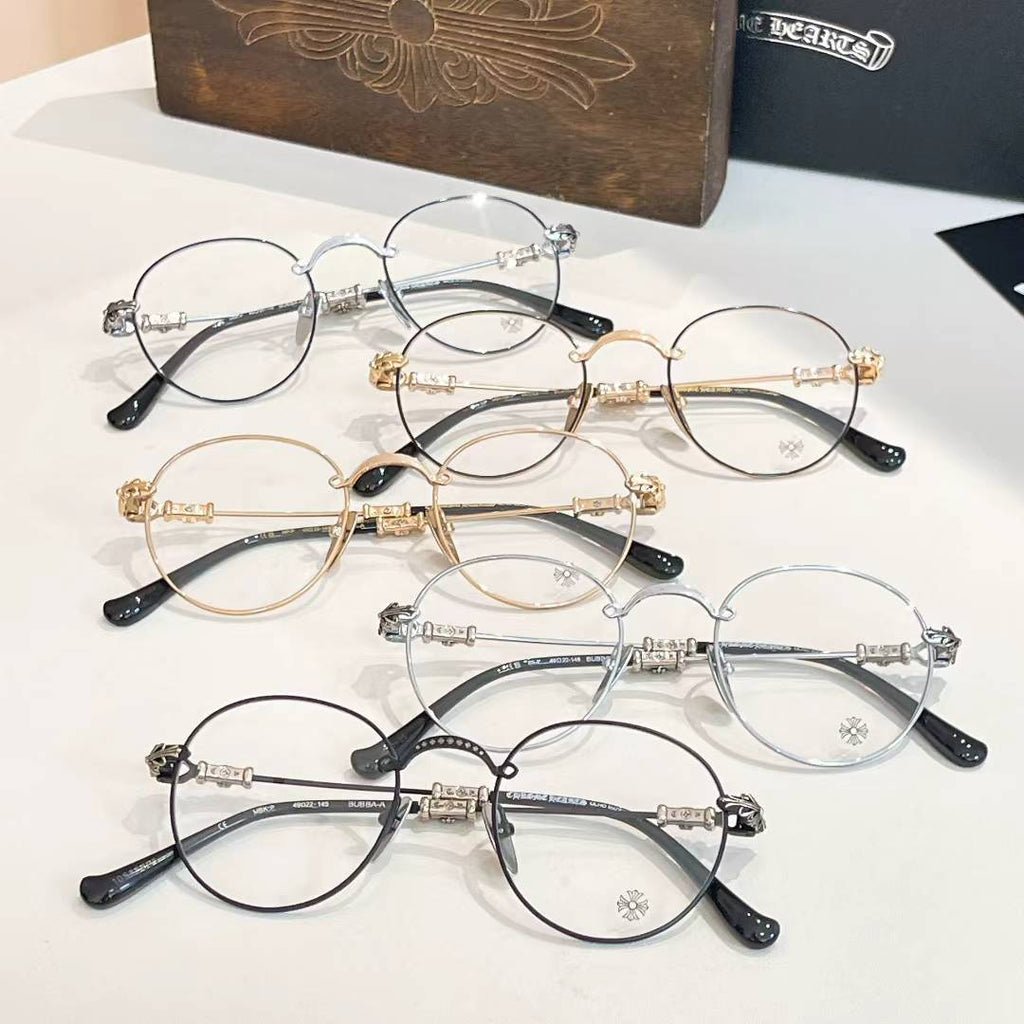 Chrome Hearts engraved round eyeglasses