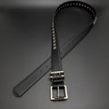 Chrome Hearts cross studded hollowed-out pin buckle leather belt.