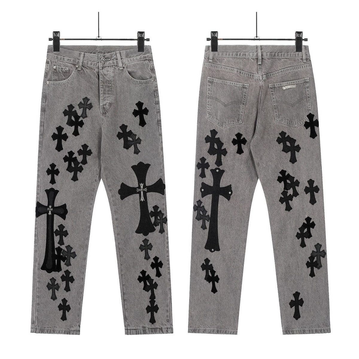 Chrome Hearts Classic Color Cross Leather Jeans