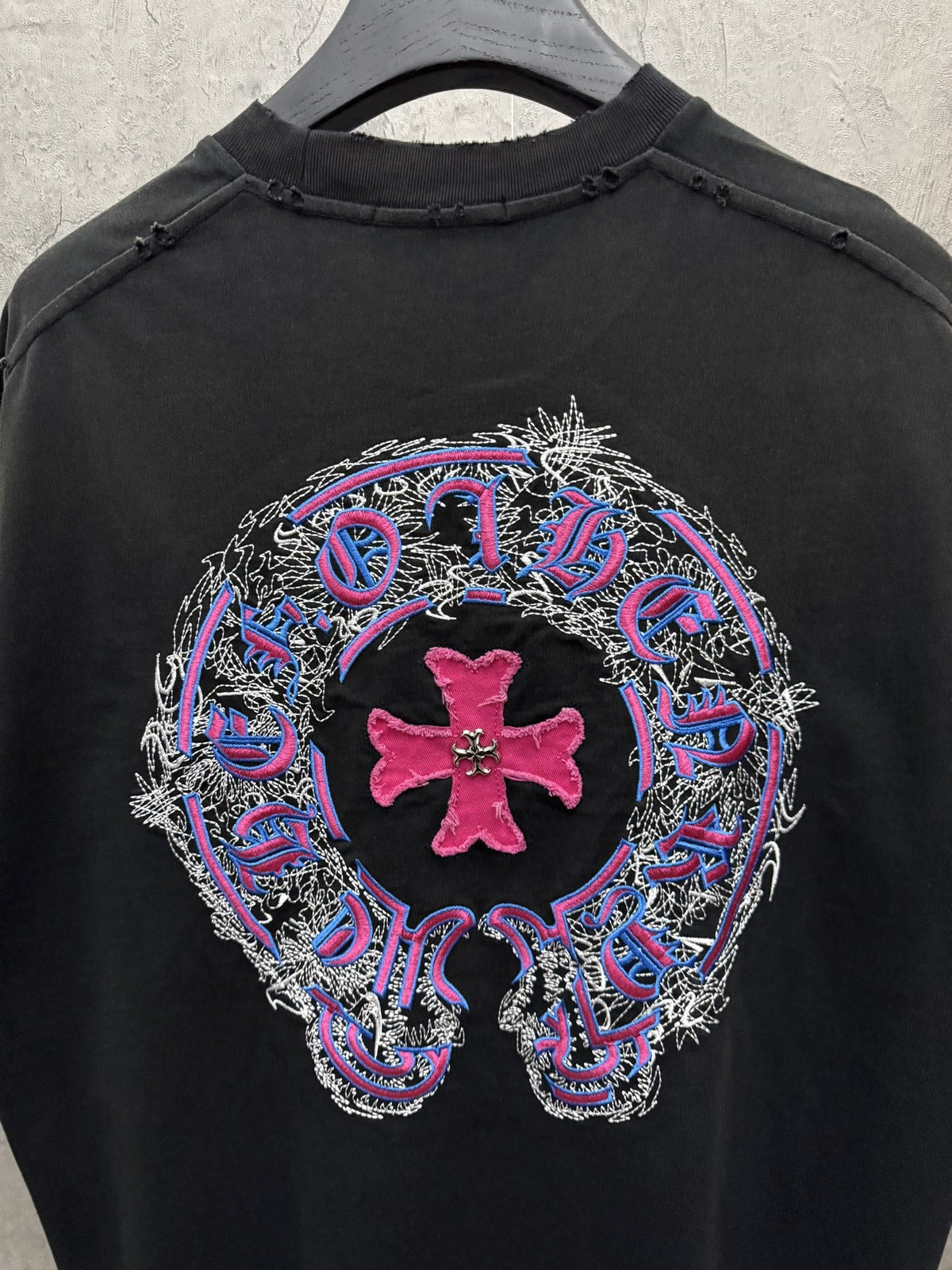 Chrome Hearts Washed Appliqué Embroidered Short-Sleeve T-Shirt