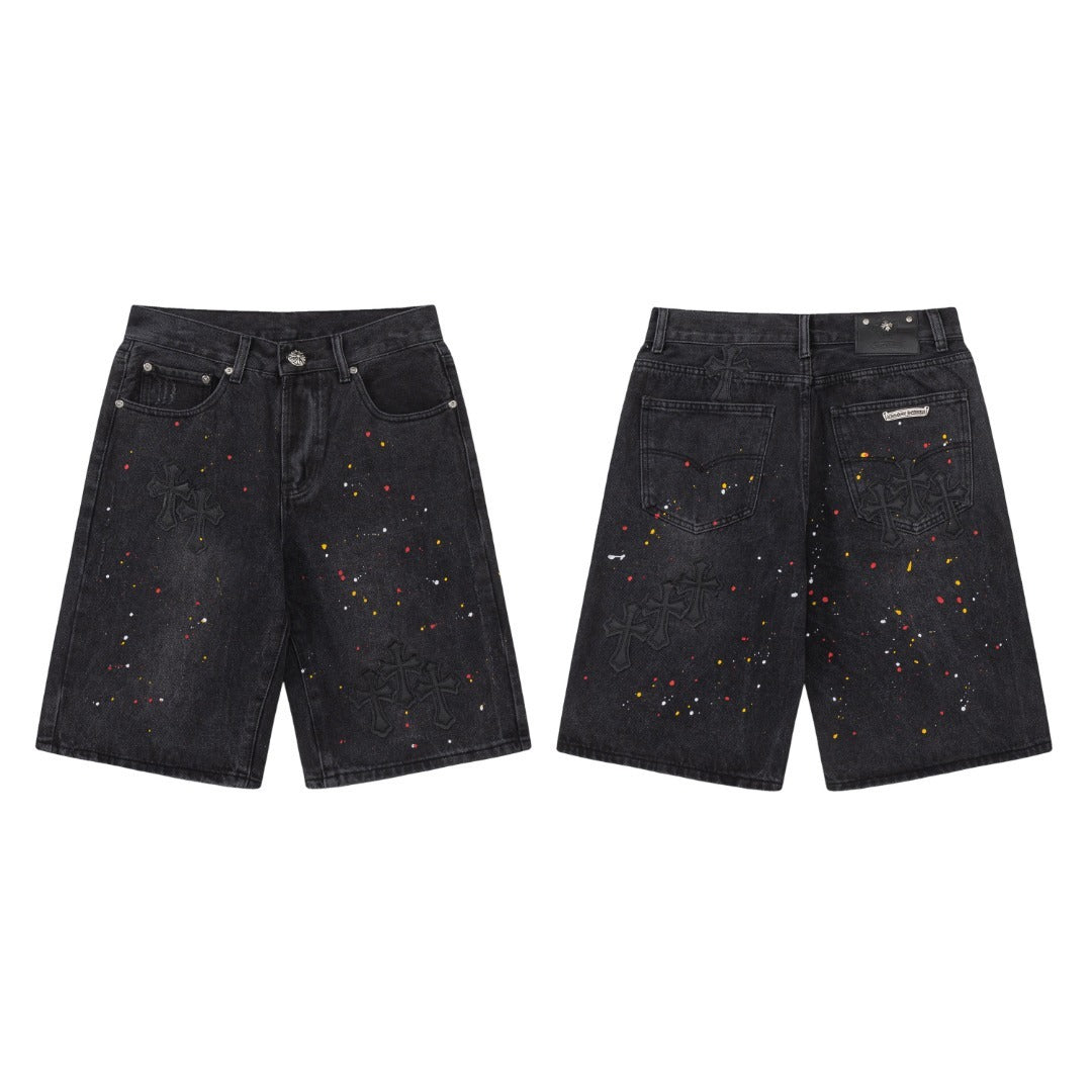 Chrome Hearts casual versatile distressed jeans