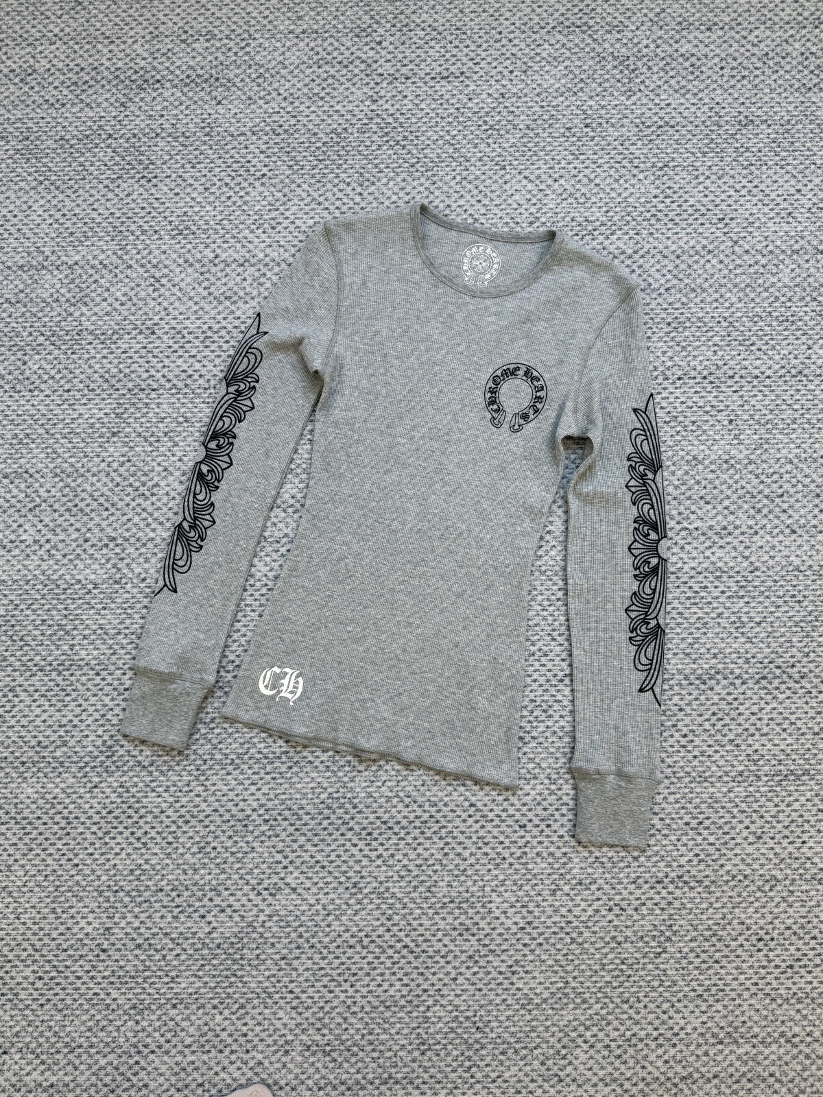 Chrome Hearts waffle horseshoe print long-sleeved T-shirt