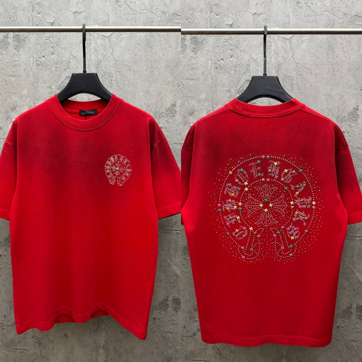 Chrome Hearts American style appliqué embroidered couple T-shirt