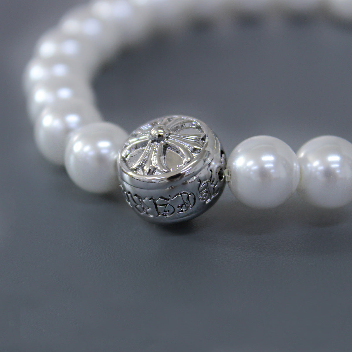Chrome Hearts Cross Pearl Bracelet