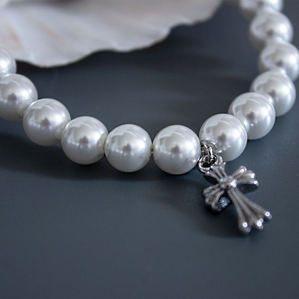 Chrome Hearts Cross Pearl Bracelet