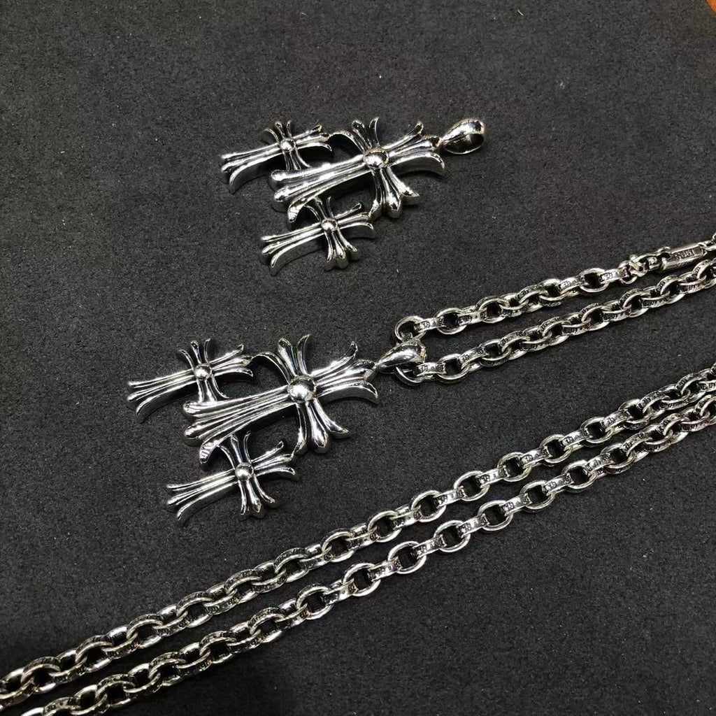 Chrome hearts three cross necklace