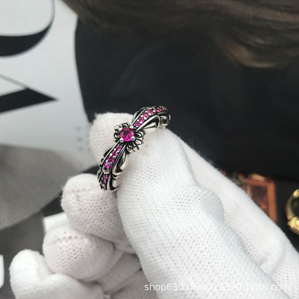chrome hearts diamond retro narrow ring