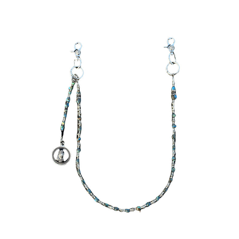 black silver stamp waist chain