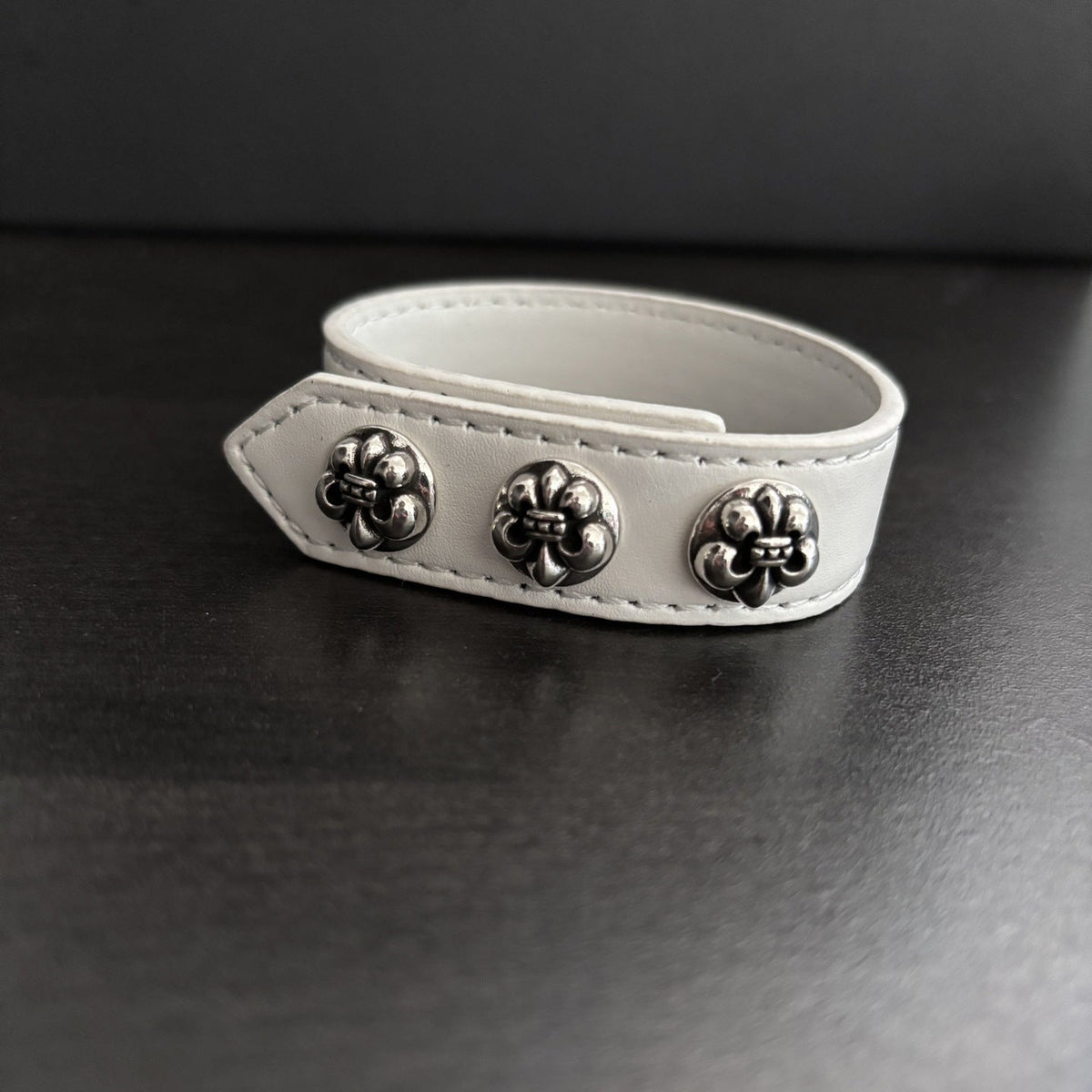 Chrome Hearts Cross-shaped anchor hexagram leather bracelet