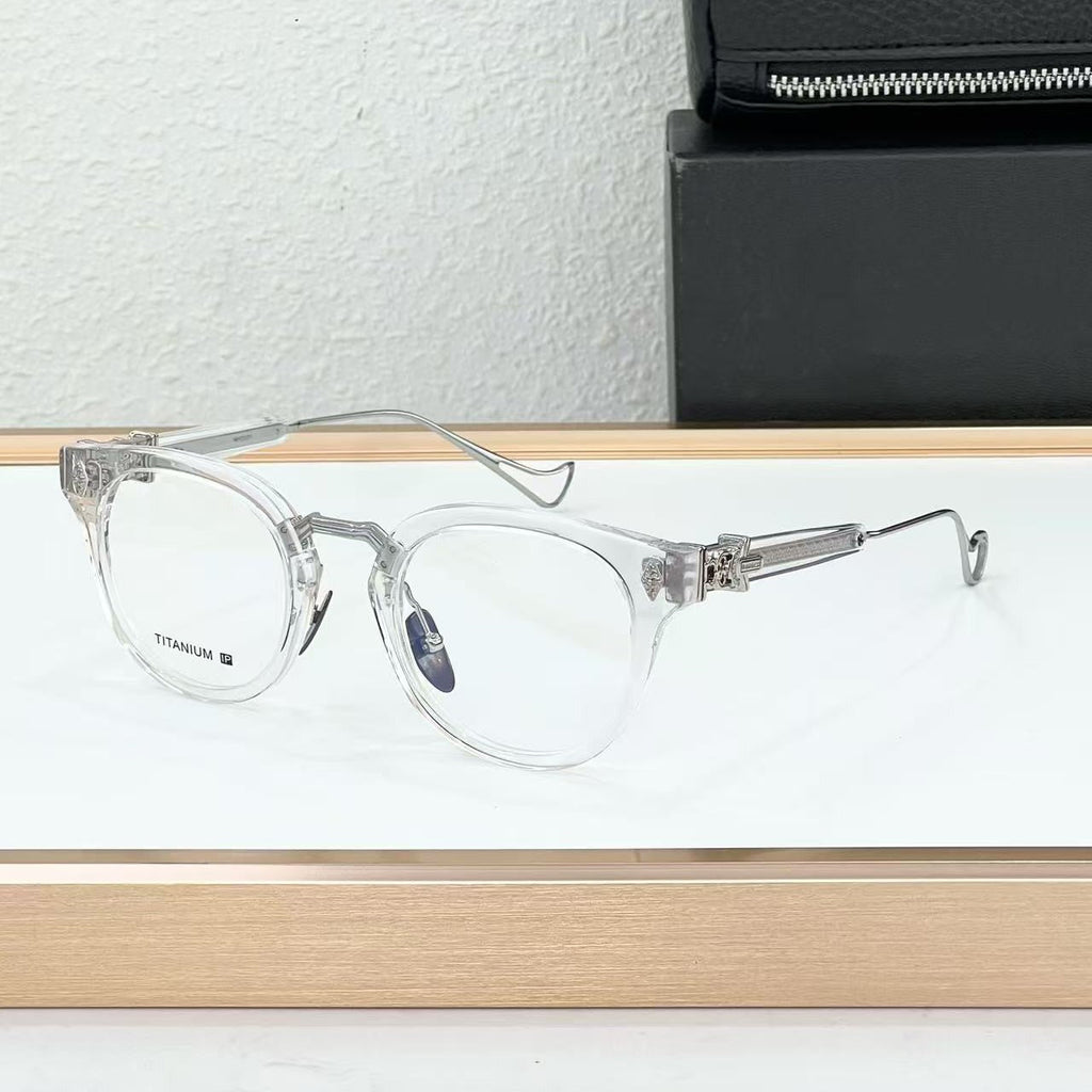 Chrome Hearts Big Sword Light Titanium Metal Oval Glasses