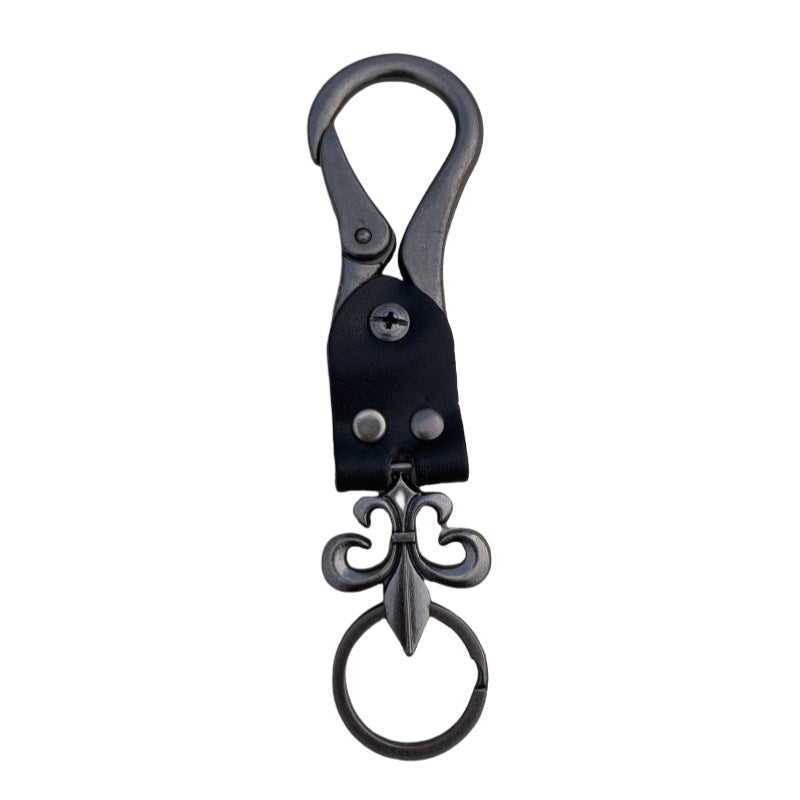 chrome hearts cross flower cowhide keychain