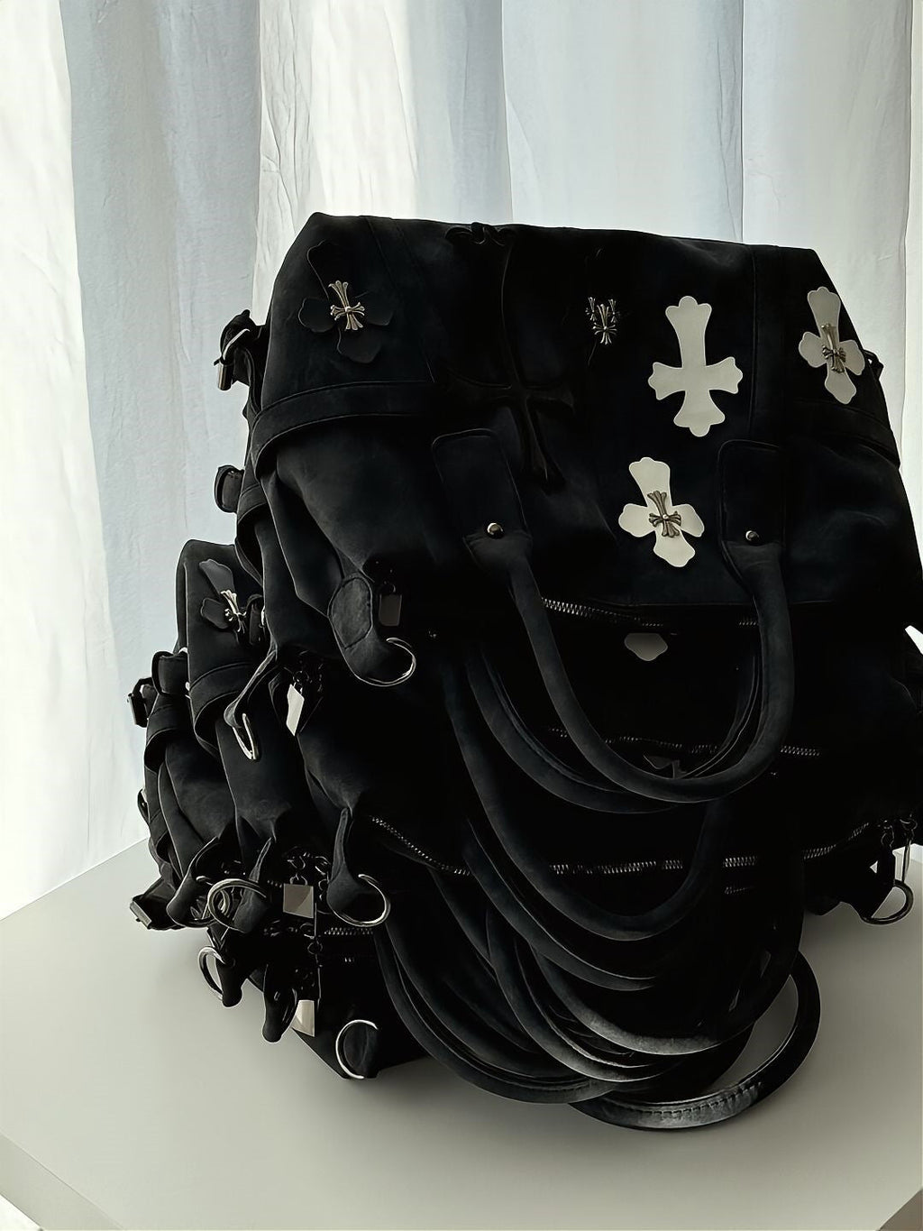 Chrome Hearts Black and White Patchwork Travel Bag