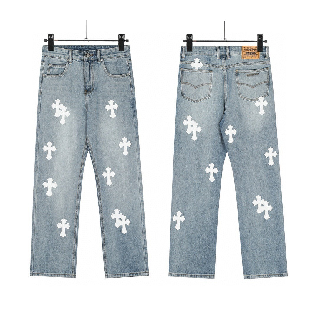 Chrome Hearts Cross Leather Jeans