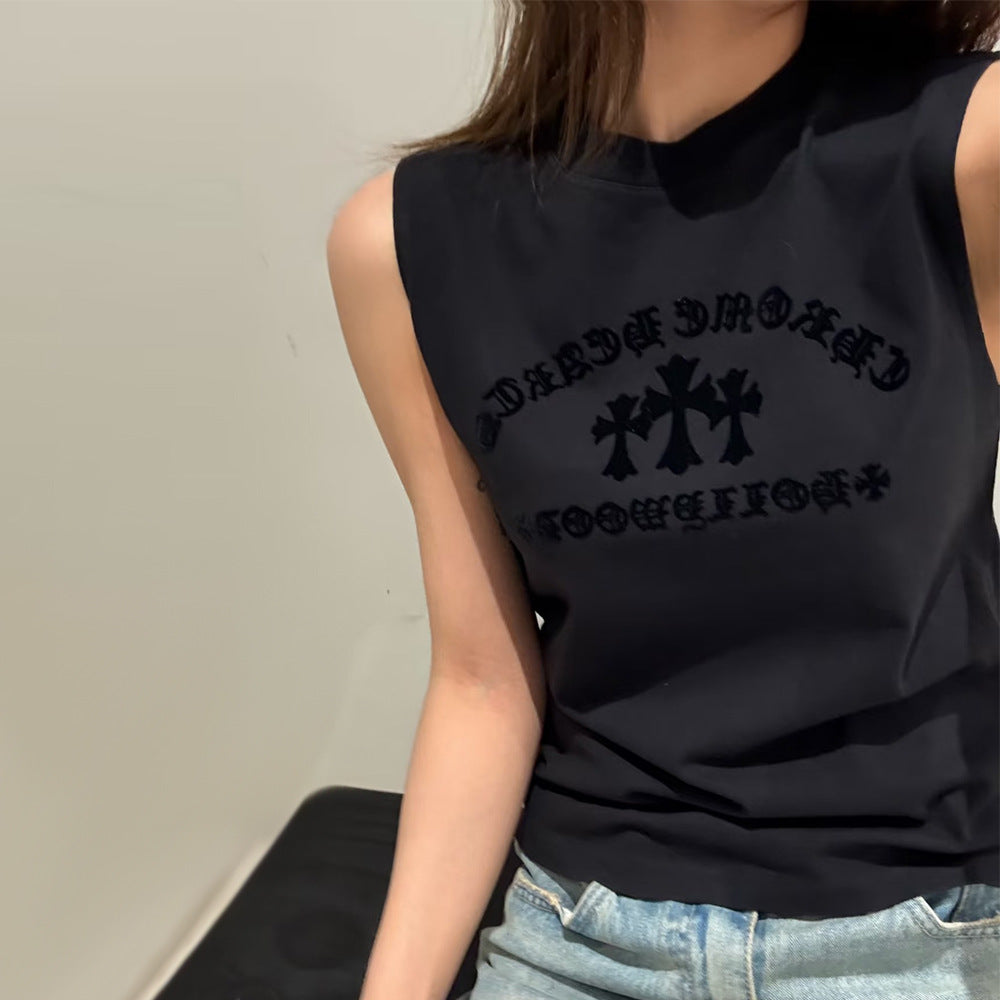 Chrome Hearts flocking print sleeveless vest top