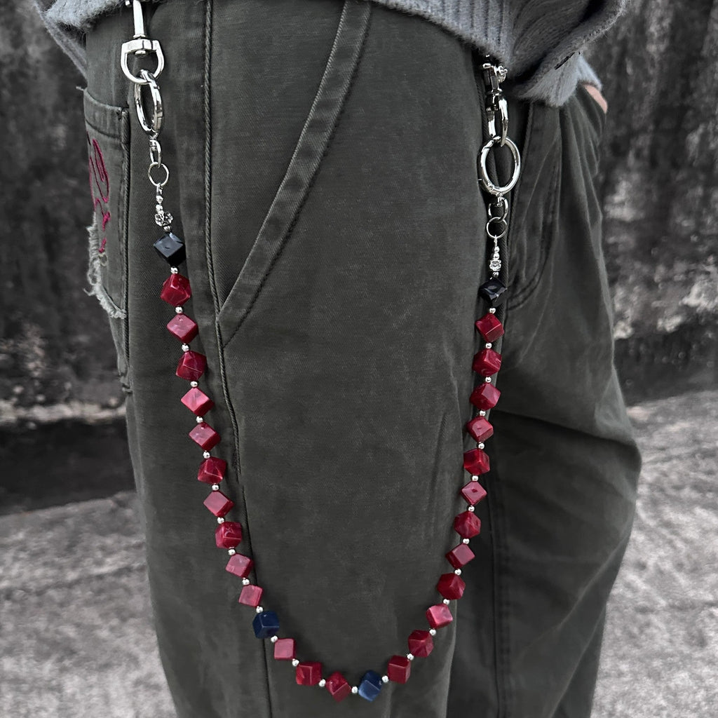 Chrome Hearts acrylic red beads pants chain