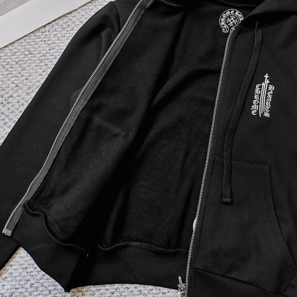 Chrome Hearts Sanskrit Sword Printed Zippered Hoodie