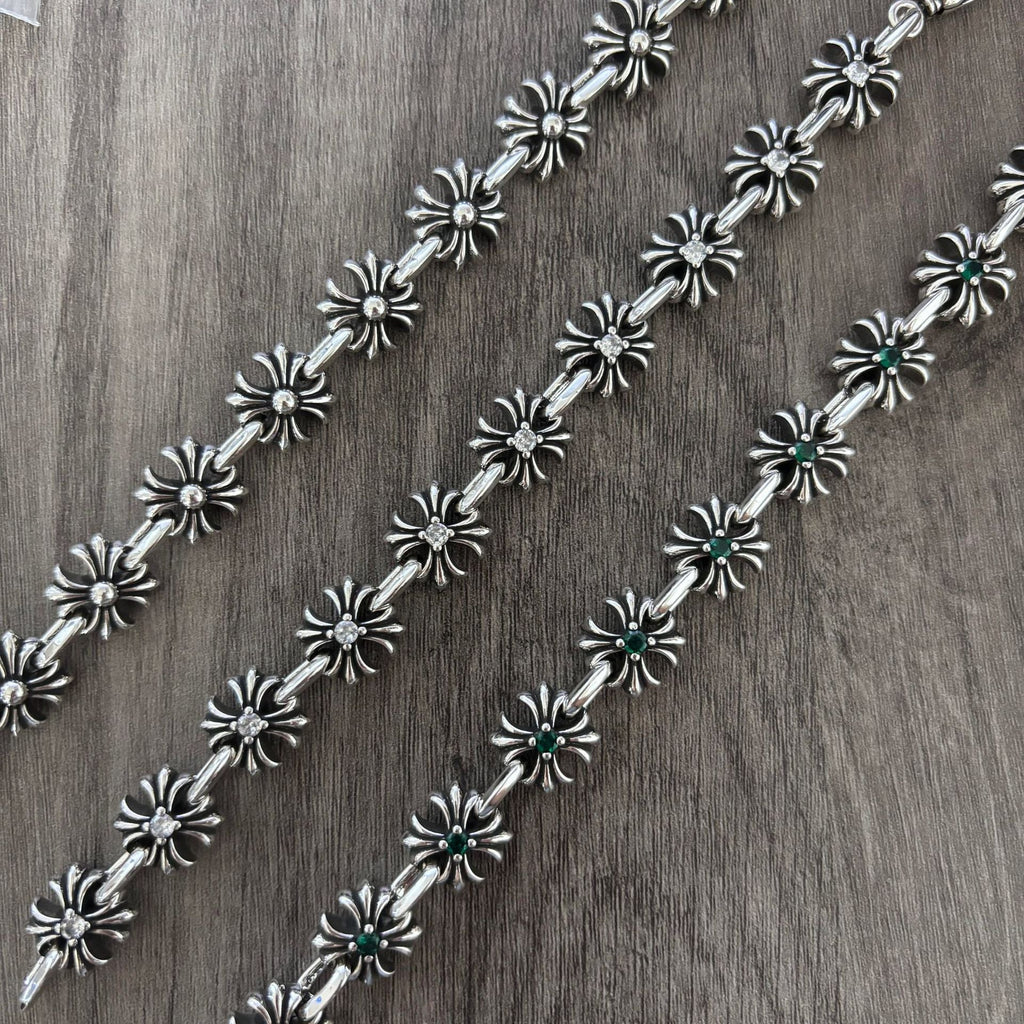 Chrome Hearts Cross Flower Fishhook Buckle Diamond inlaid Bracelet