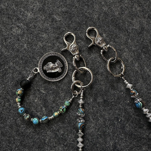 black silver stamp waist chain