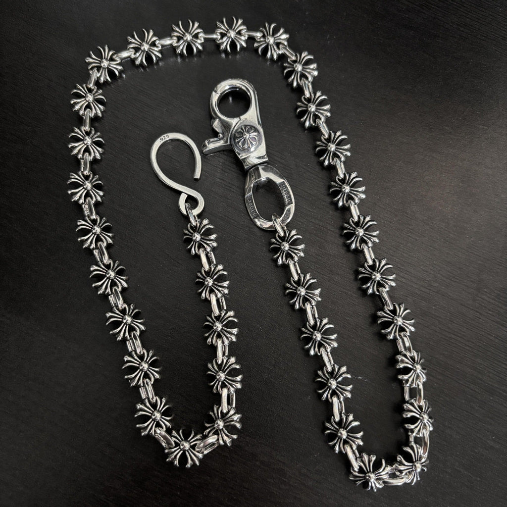 Chrome Hearts cross-stitch chain pants chain bag pendant