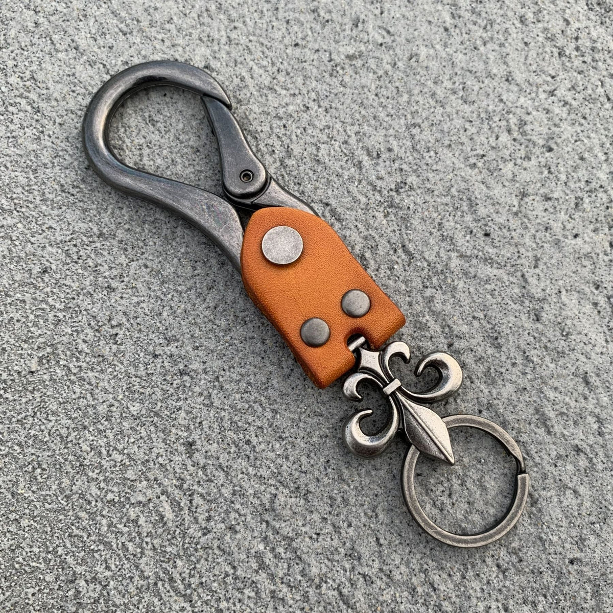 chrome hearts cross flower cowhide keychain