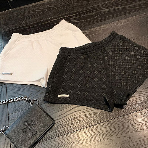 Chrome Hearts Black Athletic Shorts with Horseshoe Print