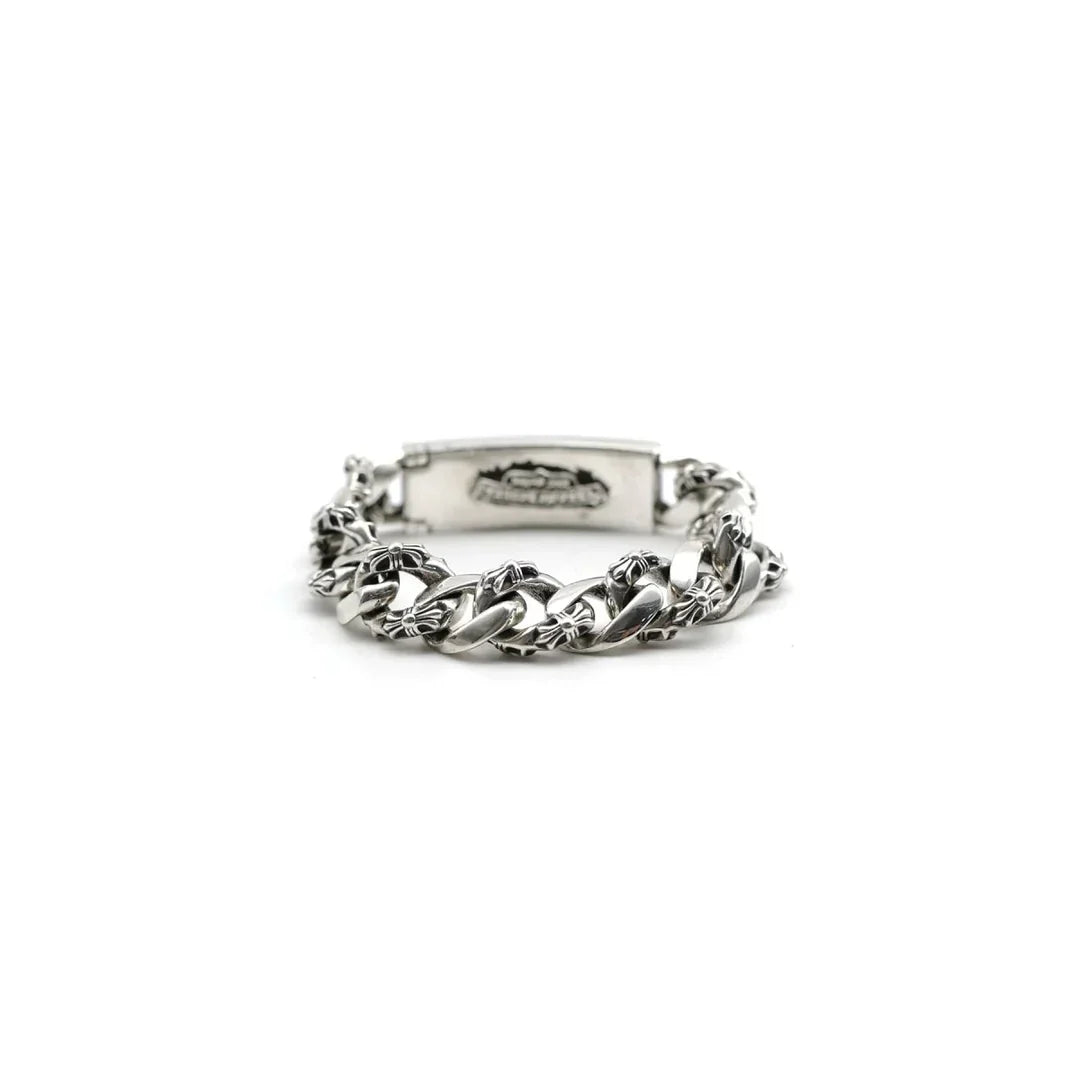Chrome Hearts Silver Cross Link Cuban Bracelet