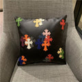 Chrome Hearts Stitched Faux Leather Throw Pillow Includes Insert